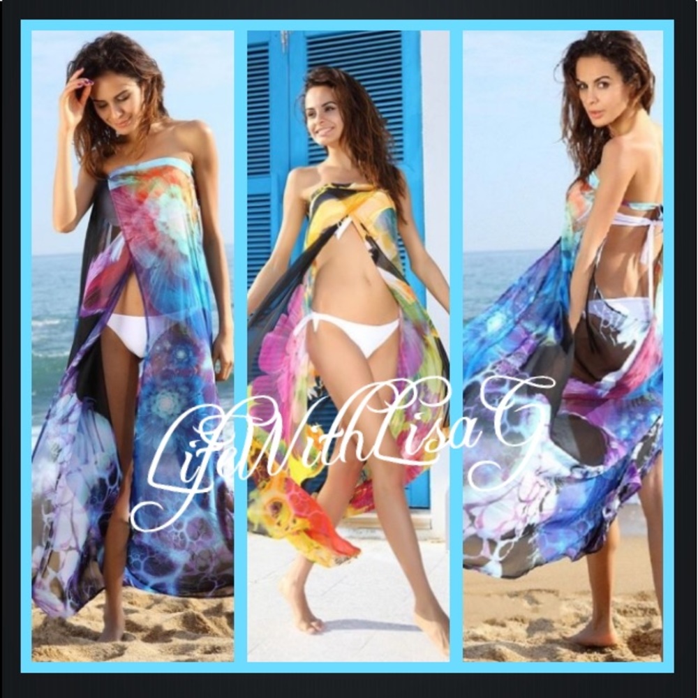 Colorful Print Chiffon Beach Cover-up